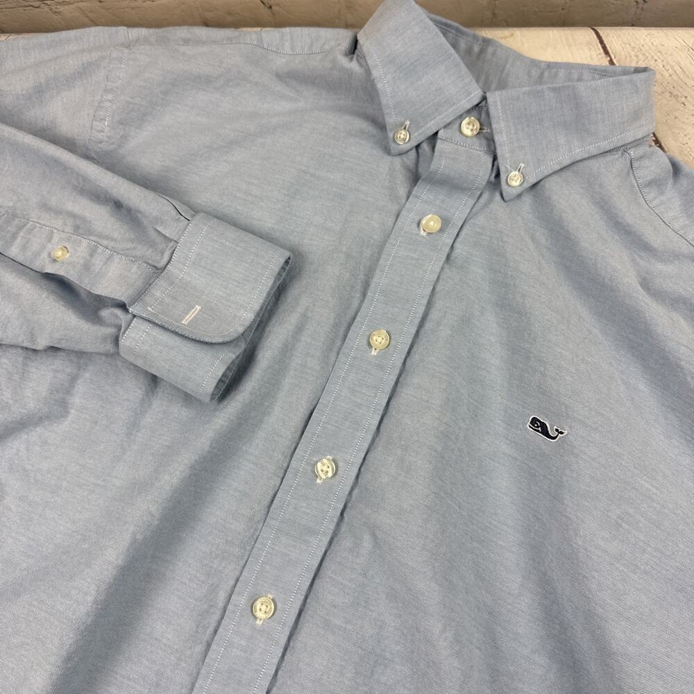 Vineyard Vines Whale Shirt Mens XL Blue Long Sleeve 💯 % Cotton Button Down
